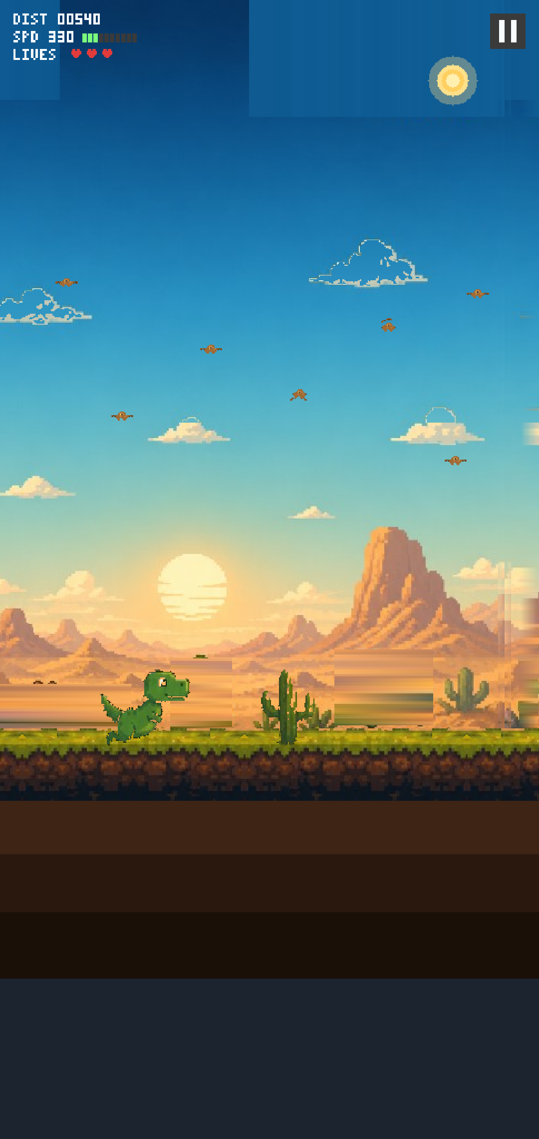 Dino running through the desert