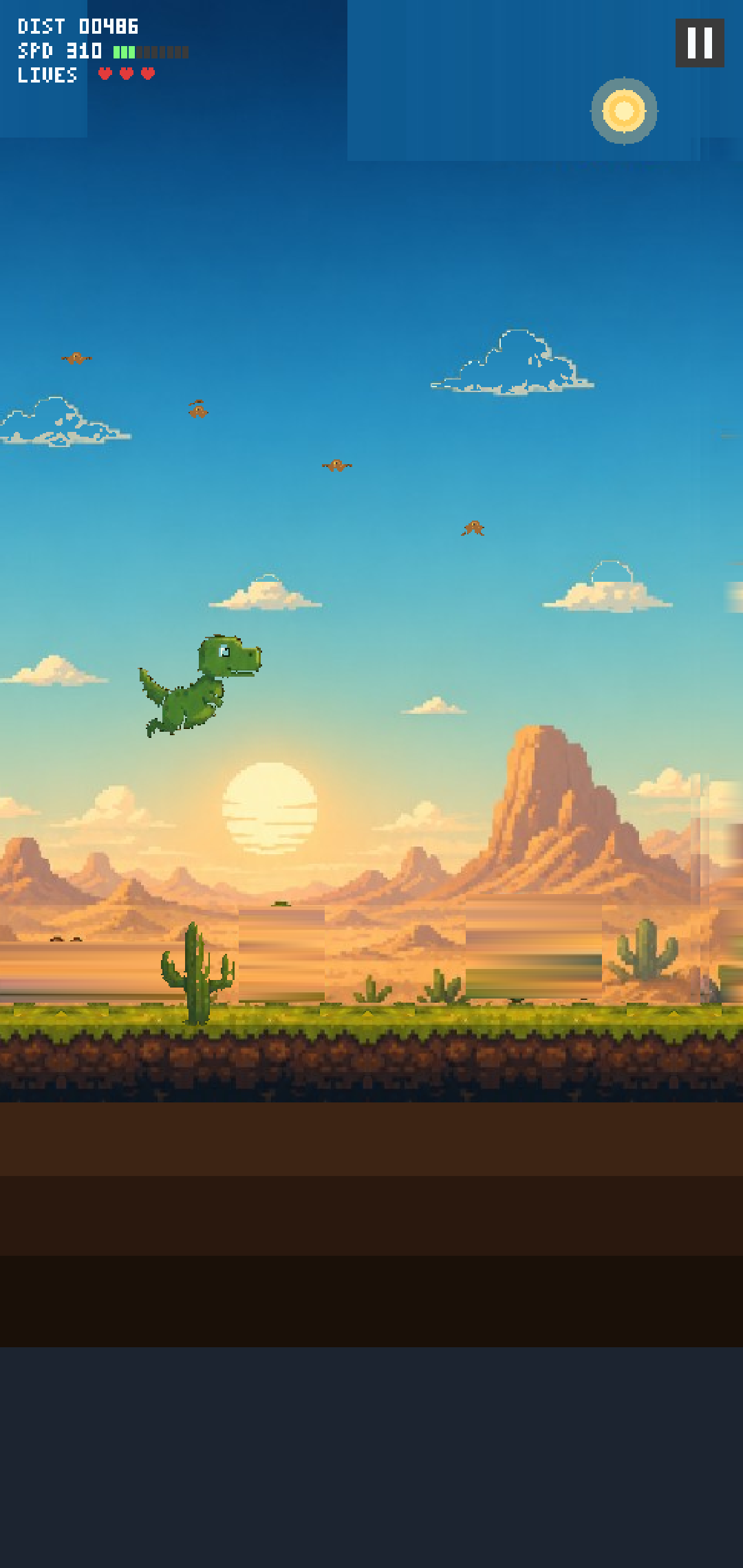 Dino jumping over a cactus