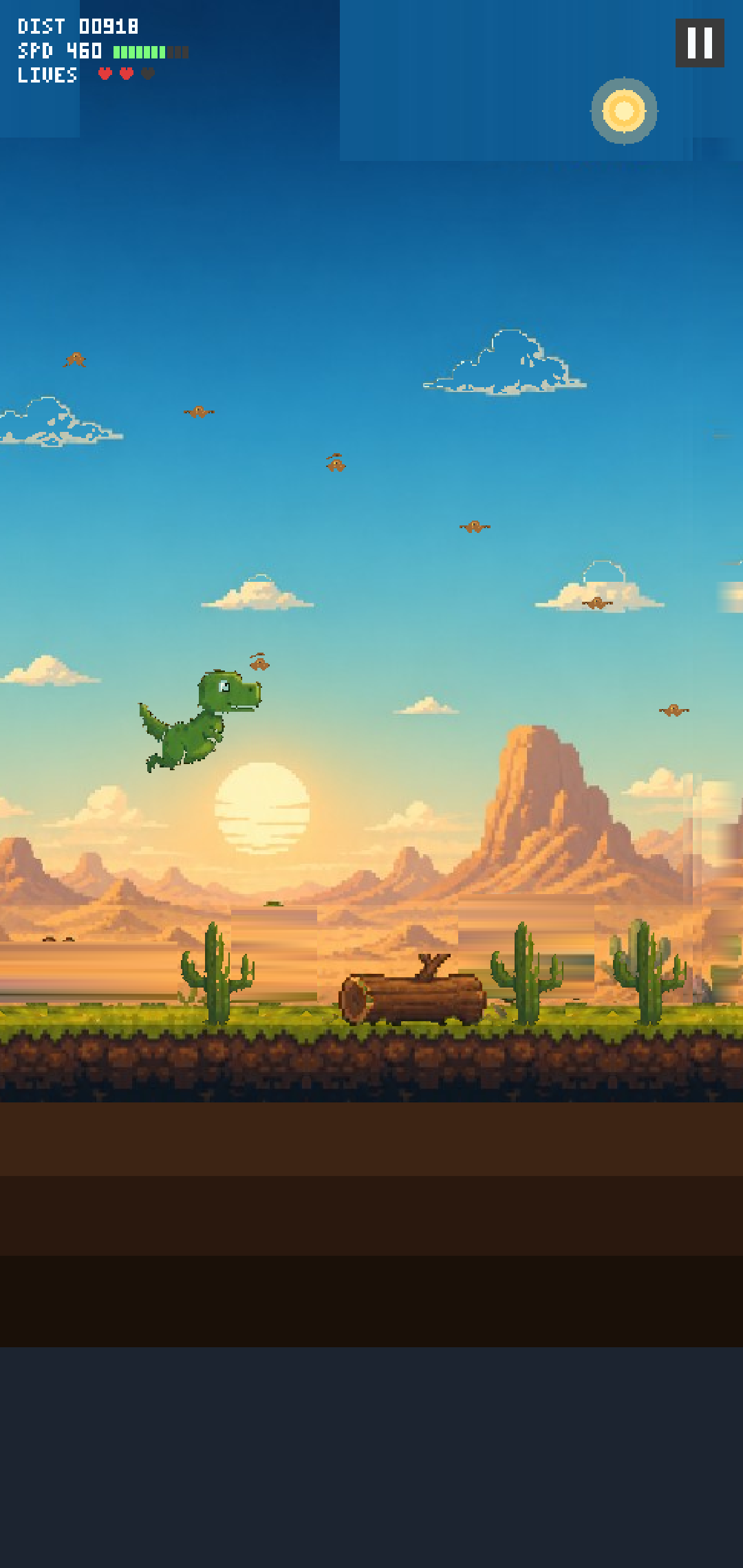Dino jumping over multiple obstacles